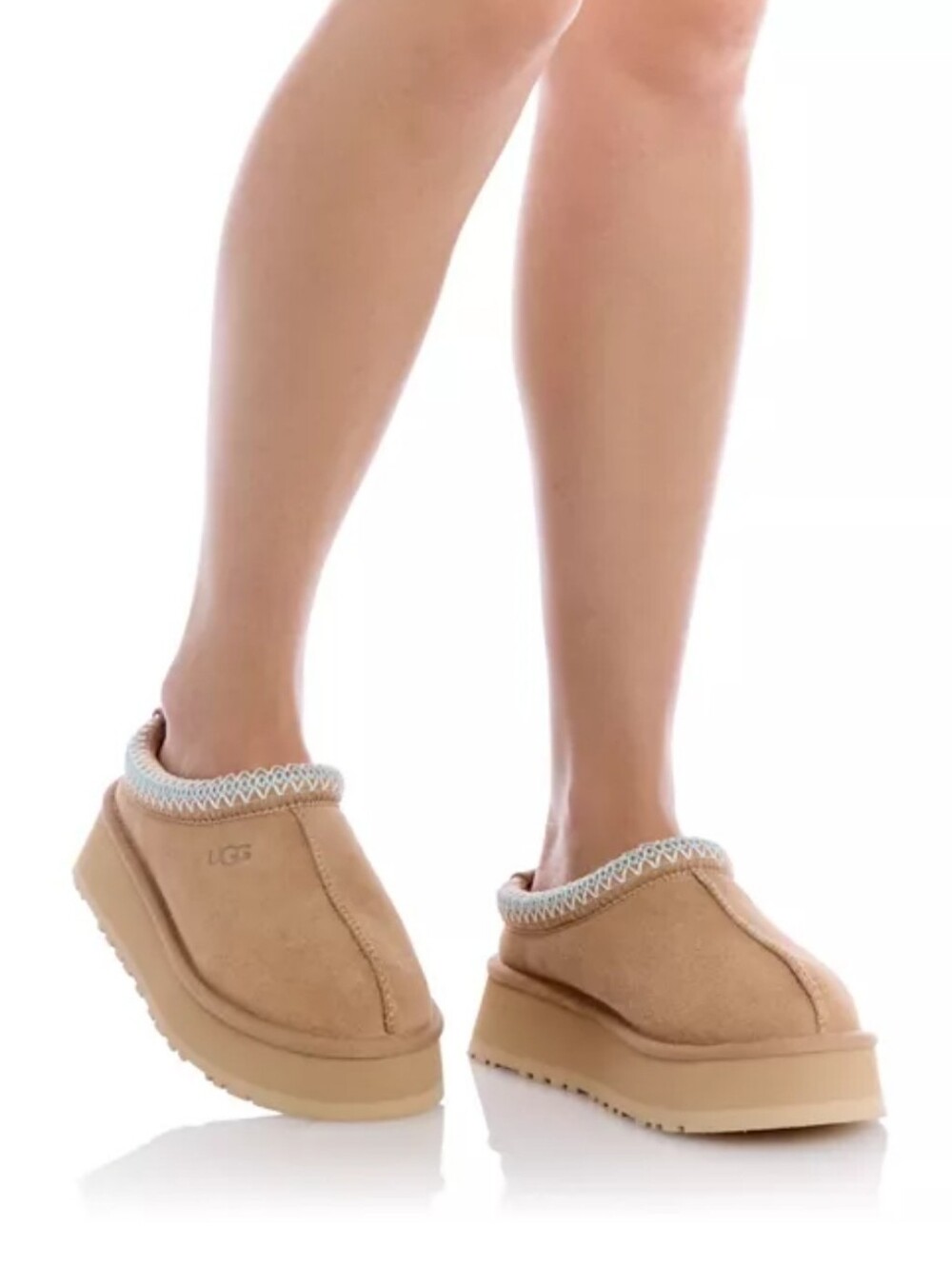 UGG Tazz 2 II Slip On Shearling Suede Leather Sand Mint Green NEW